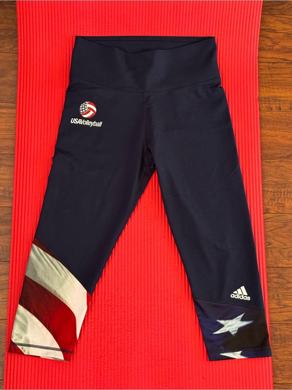 adidas Women’s Navy Capri Leggings with Patriotic Stars & Stripes